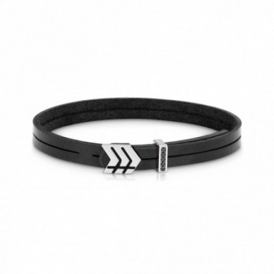 Leather Bracelet with Arrow symbol in steel
