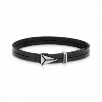Leather Bracelet with Spear symbol in steel