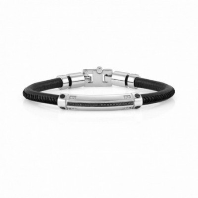 Gentleman Leather and Stainless Steel Bracelet