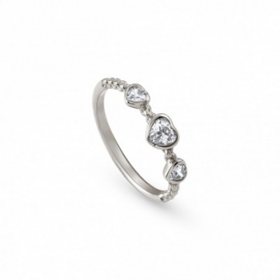 Silver Ring with 3 Cubic Zirconia Hearts