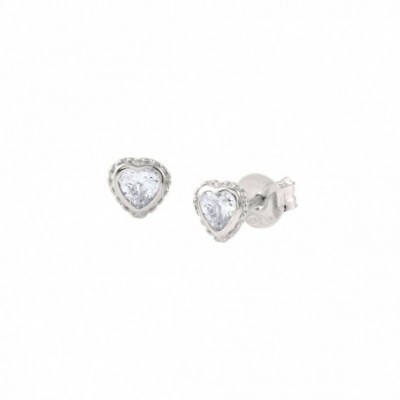 Sterling Silver Earrings with Zirconia Heart