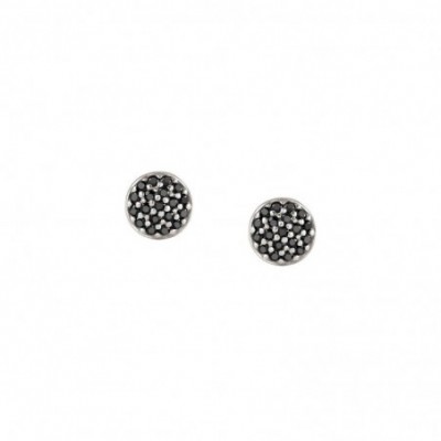 Stud Earrings with Circle and Black Zirconia