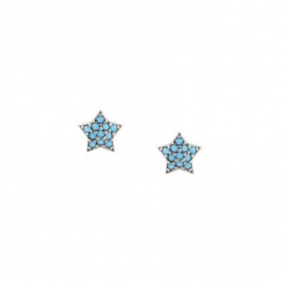 Stud Earrings with Star and Light Blue Zirconia