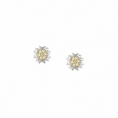 Stud Earrings with Sun and Yellow Zirconia