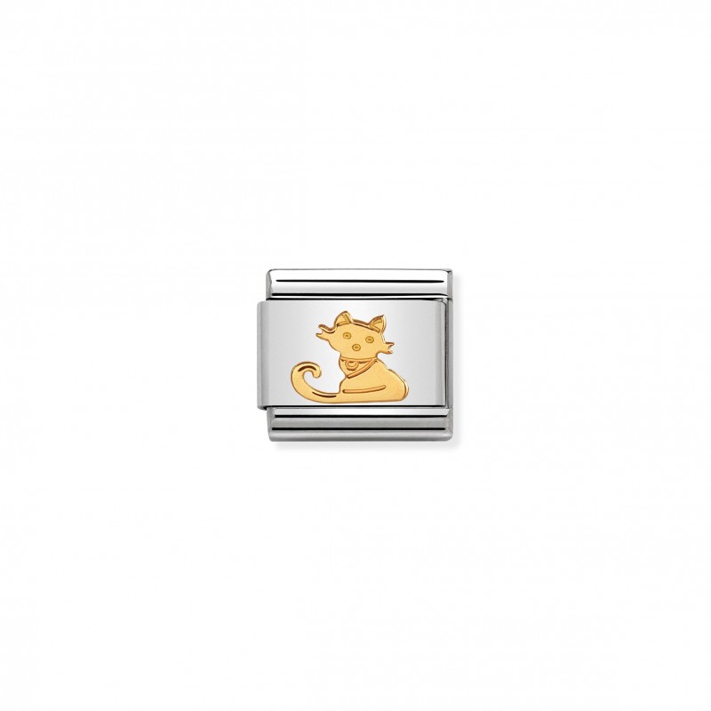 Composable Classic Link with Gold Sitting Cat