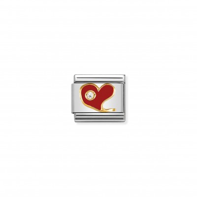 Composable Classic Link red Heart with Enamel and Stone