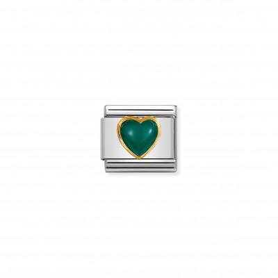 Composable Classic Link Heart with green Agate