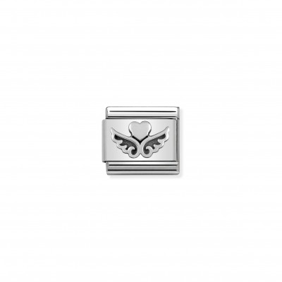 Composable Classic Link Silver Hearts with Wings