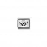 Composable Classic Link Silver Hearts with Wings