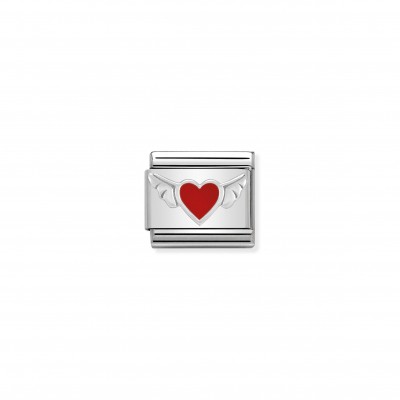 Composable Classic Link Heart with Wings in Enamel