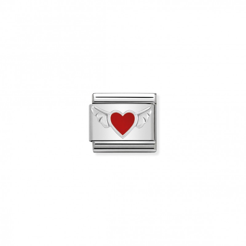 Composable Classic Link Heart with Wings in Enamel