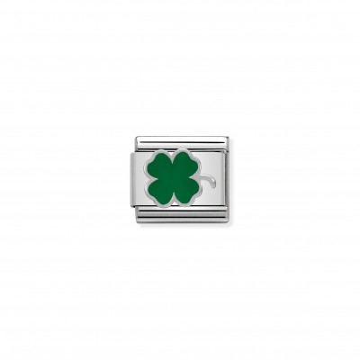 Composable Classic Link green Clover in Silver and Enamel