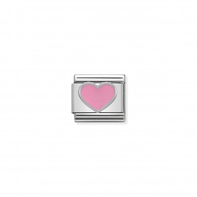 Composable Classic Link pink Heart in Silver and Enamel