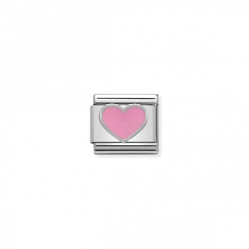 Composable Classic Link pink Heart in Silver and Enamel