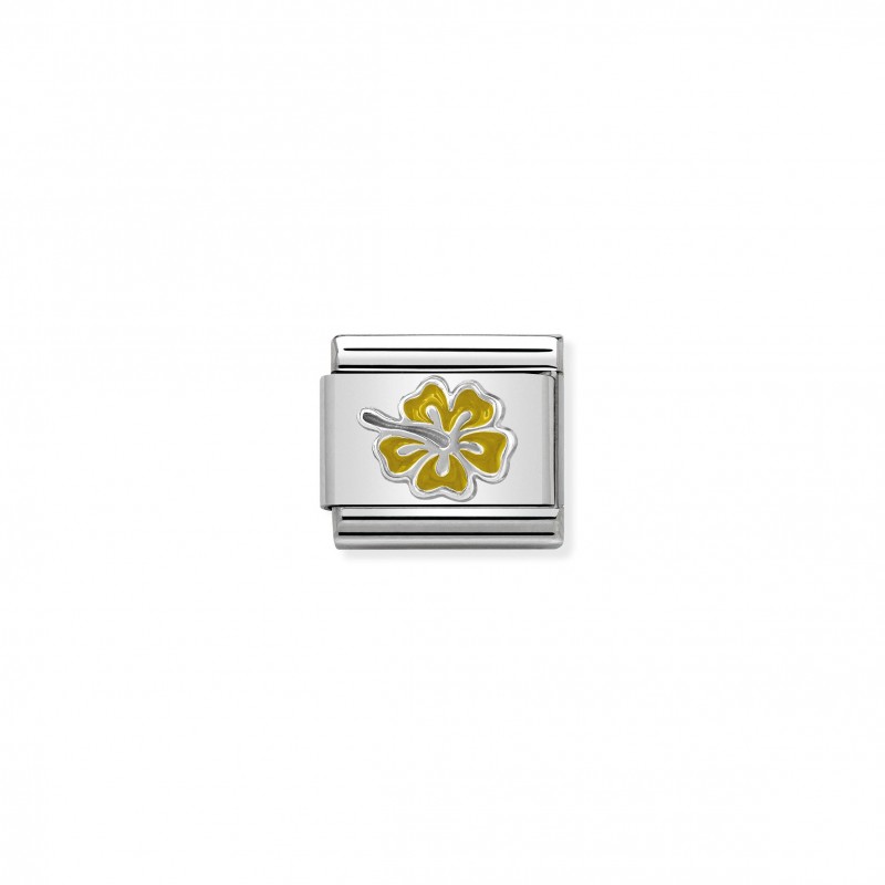 Composable Classic Link yellow Hibiscus in Silver