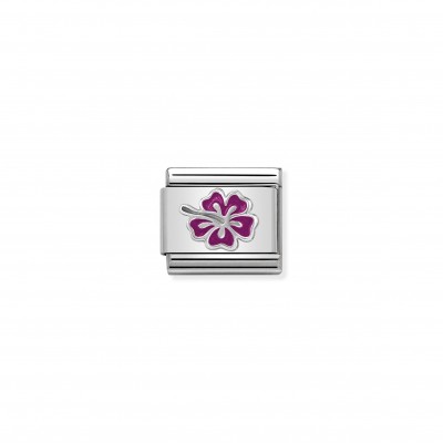 Composable Classic Link fuchsia Hibiscus in Silver