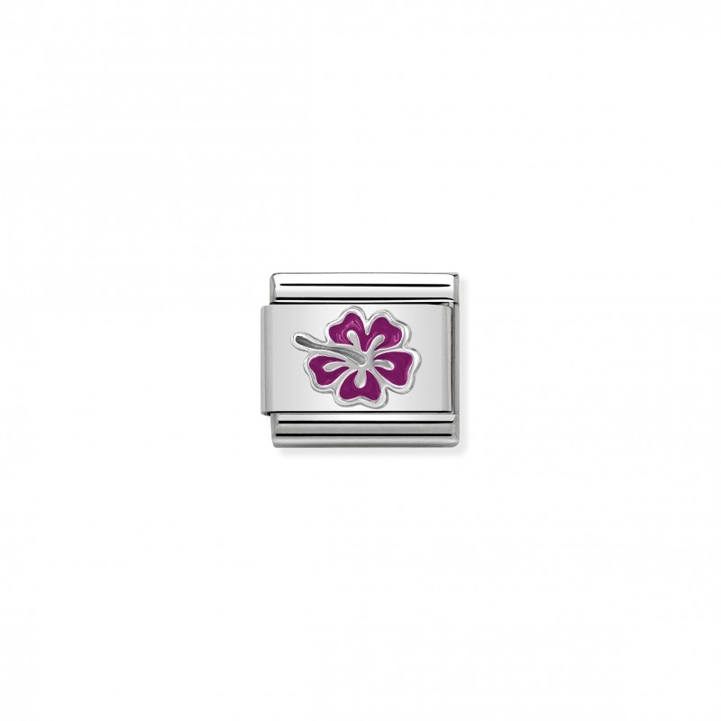 Composable Classic Link fuchsia Hibiscus in Silver