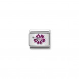 Composable Classic Link fuchsia Hibiscus in Silver