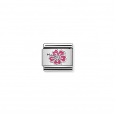 Composable Classic Link pink Hibiscus in Silver