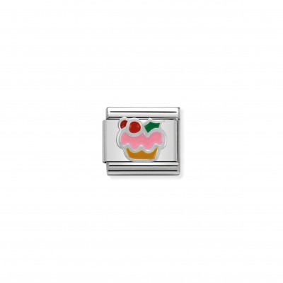 Composable Classic Link Cupcake in Silver and Enamel