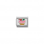 Composable Classic Link Cupcake in Silver and Enamel