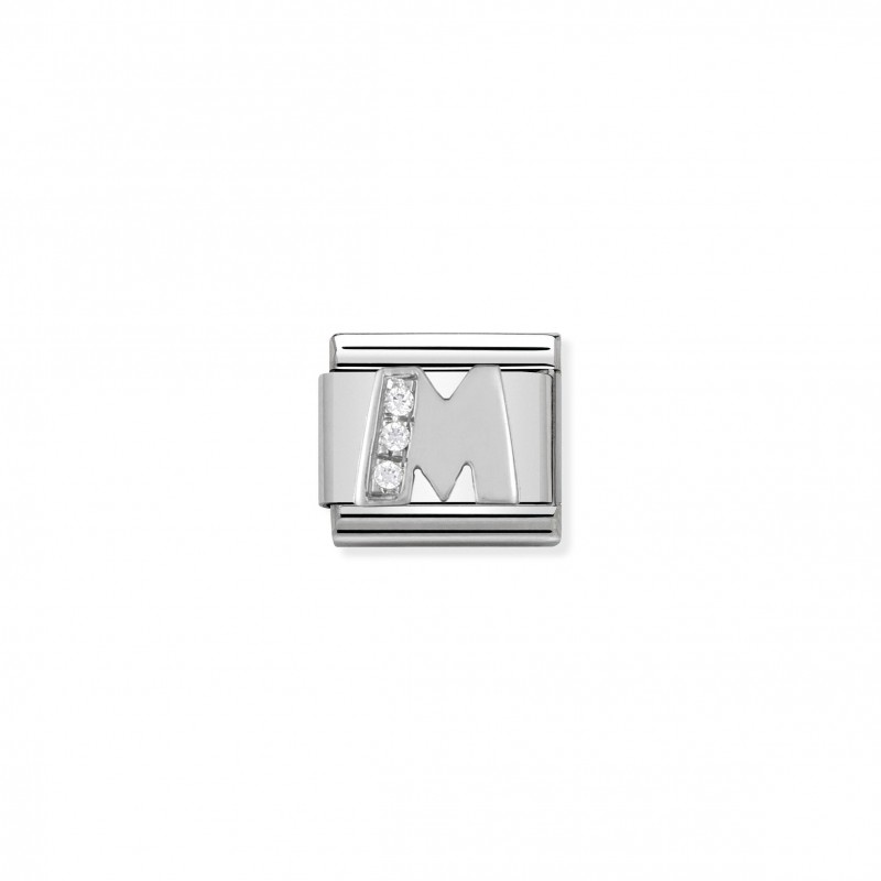 Composable Classic Link Letter M in Silver and Stones