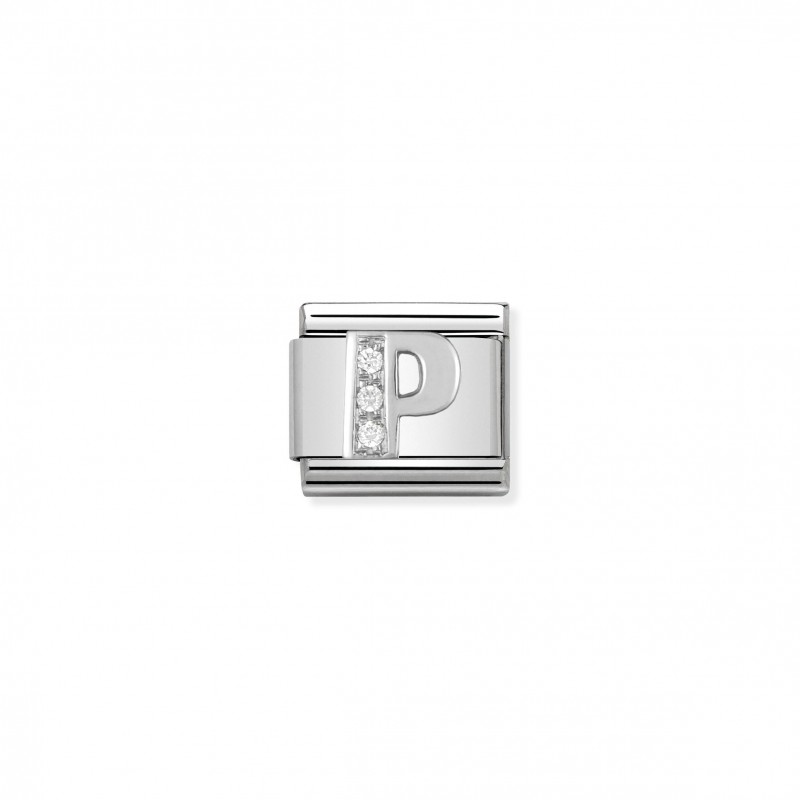 Composable Classic Link Letter P in Silver and Stones