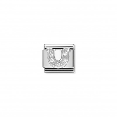 Composable Classic Link Horseshoe in Silver and Stones