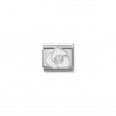 Composable Classic Link white Rose in Enamel and Stone