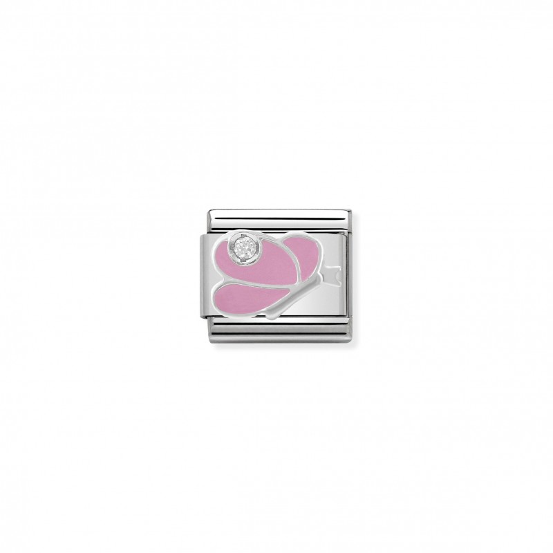 Composable Classic Link pink Butterfly in Enamel and Stone