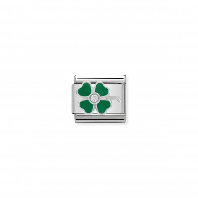 Composable Classic Link green Clover in Enamel and Stone