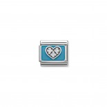 Composable Classic Link light blue Heart in Silver, Enamel and Stones