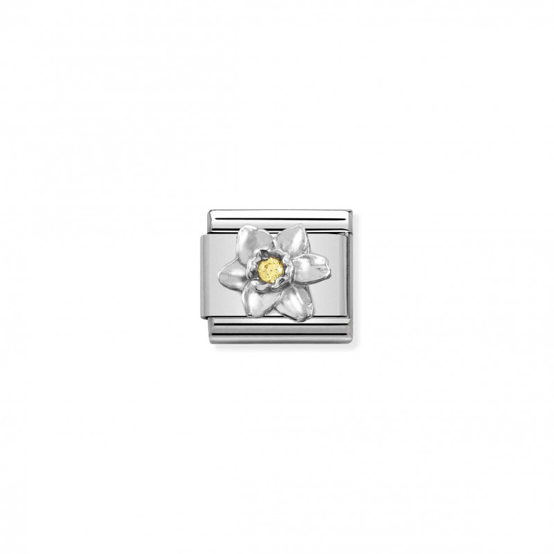 Composable Link, Silver Daffodil, Yellow CZ
