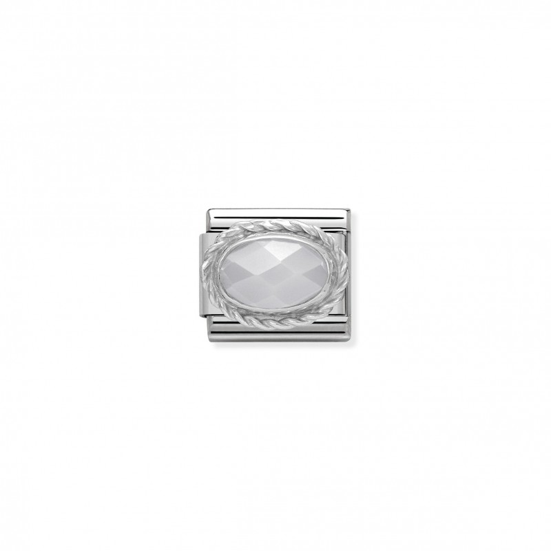 Composable Classic Link in Silver with white Jade