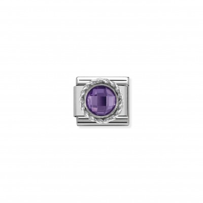 Composable Classic Link Round faceted purple Stone and Silver