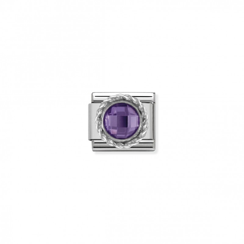 Composable Classic Link Round faceted purple Stone and Silver