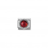 Composable Classic Link Round faceted red Stone and Silver