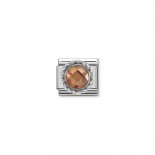 Composable Classic Link Round faceted champagne Stone and Silver