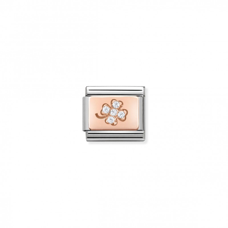 Composable Classic Link Rose Gold Clover with Stones