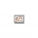 Composable Classic Link Letter B in Rose Gold and Cubic Zirconia