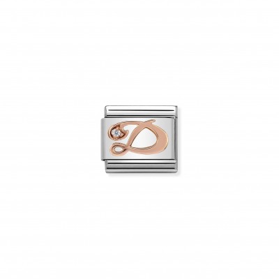 Composable Classic Link Letter D in Rose Gold and Cubic Zirconia