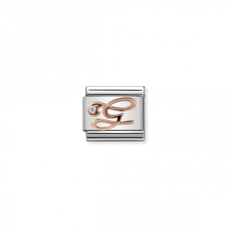 Composable Classic Link Letter G in Rose Gold and Cubic Zirconia