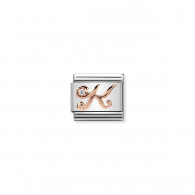 Composable Classic Link Letter K in Rose Gold and Cubic Zirconia