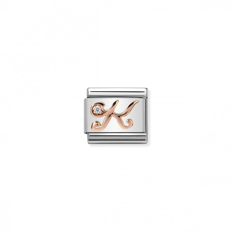 Composable Classic Link Letter K in Rose Gold and Cubic Zirconia