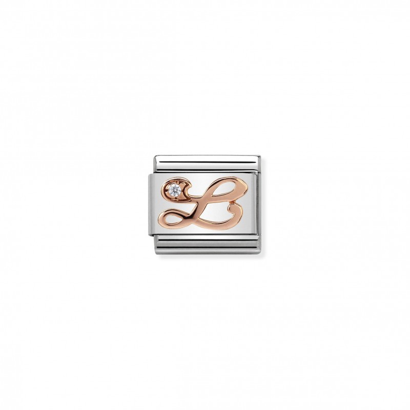 Composable Classic Link Letter L in Rose Gold and Cubic Zirconia