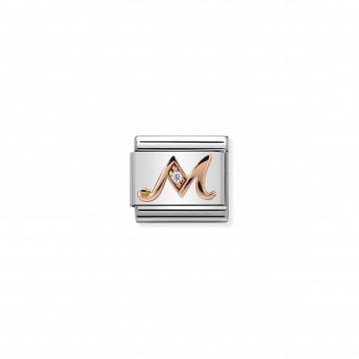 Composable Classic Link Letter M in Rose Gold and Cubic Zirconia