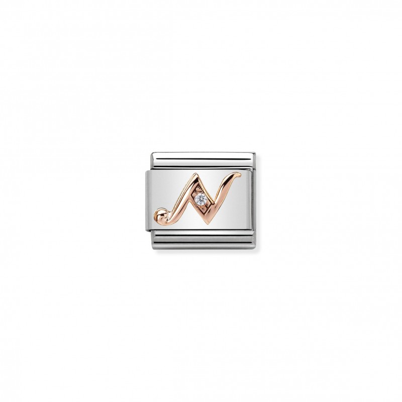 Composable Classic Link Letter N in Rose Gold and Cubic Zirconia