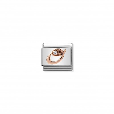 Composable Classic Link Letter O in Rose Gold and Cubic Zirconia