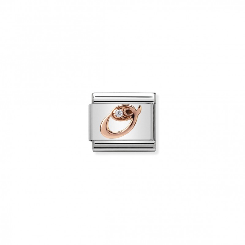 Composable Classic Link Letter O in Rose Gold and Cubic Zirconia