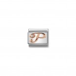 Composable Classic Link Letter P in Rose Gold and Cubic Zirconia